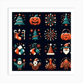 Christmas Icon Set Art Print