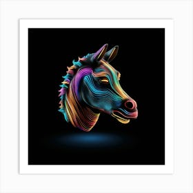 Neon Horse Head 6 Affiche