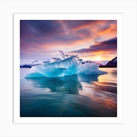 Iceberg At Sunset Art Print