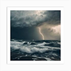 Lightning Over The Ocean Art Print
