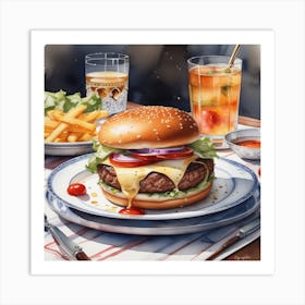 Burger And Fries 26 Art Print