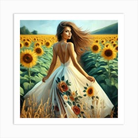 Sunflower Girl 1 Art Print