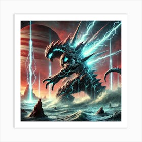 A Sci Fi Depiction Of Aegir, The Abyssal Behemoth, Harpoon Spikes Art Print