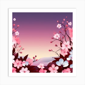 Sakura Background Art Print