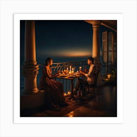 Candle Lit Meal Art Print