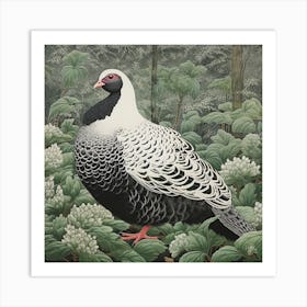 Ohara Koson Inspired Bird Painting Grouse 3 Square Art Print