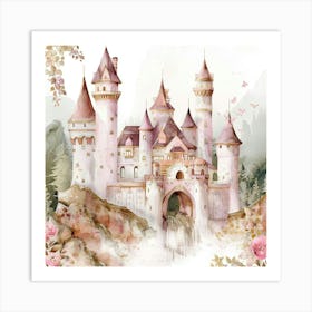 Enchanted Watercolor Dreamy Fortress Art Print