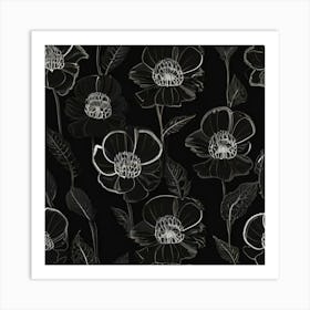 Black And White Flowers 1 Art Print