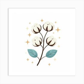 Cotton Flower branch, Vector art 2 Art Print