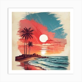 Sunset At The Beach 1 Art Print