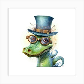 Alligator In Top Hat Art Print