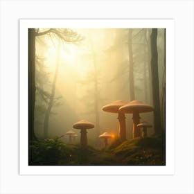 Mushroom In The Forest Art Print