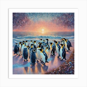 Colony of penguins Art Print