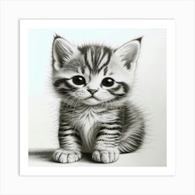 Pencil Drawing Of A Kitten Affiche