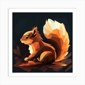 Low Poly Squirrel Art Print