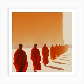 Buddhist Monks Walking Art Print