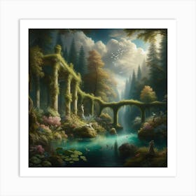 Bridge In The Forest Art Print