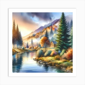 Autumn Landscape Painting 3 Art Print