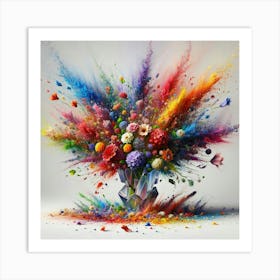 Colorful Flowers In A Vase 1 Art Print