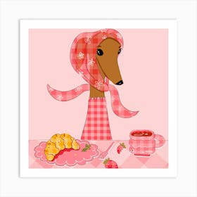 Greyhound at Brunch 1 Art Print