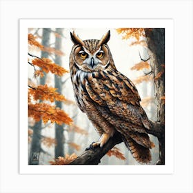 Owl In The Forest 216 Art Print