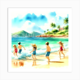 Children On The Beach Art Print