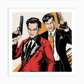 Two Men Holding Guns 1 Art Print