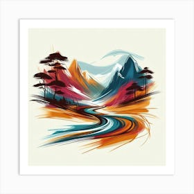 Illustration mountains 3 Art Print