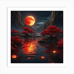 Red Moon In The Sky Art Print