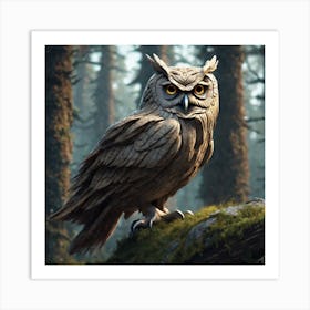 Owl In The Forest 120 Art Print