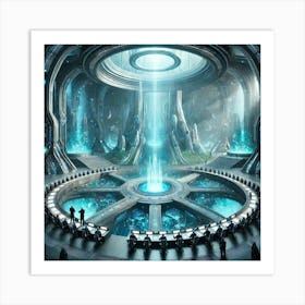 A High Tech, Sci Fi Scene Showing An Underwater Fo Art Print