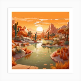 Sunset Oasis Art Print