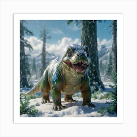 Dinosaur In The Snow Art Print