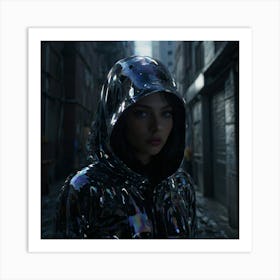 Girl In A Hoodie Art Print