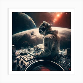 Astronaut Dj In Space Art Print