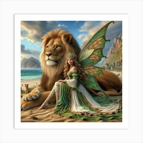 Fairy And Lion  Art Print