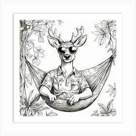 Deer In Hammock 3 Art Print