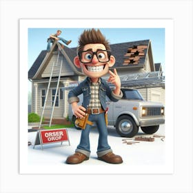 Man Standing In Front Of A House Art Print