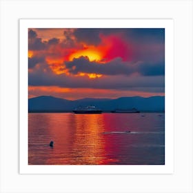 Sunset Over The Sea 1 Art Print