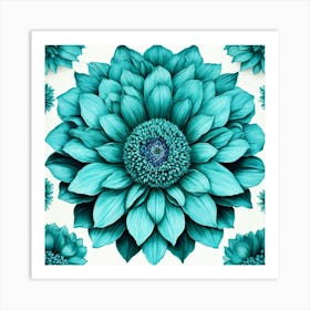 Turquoise Flowers Art Print