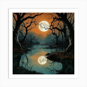 Default Full Moon Rising Over A Pond Photography Romanticism 0 ١ 2 Art Print