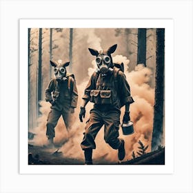Two Soldiers In Gas Masks Art Print
