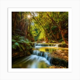 Waterfall In The Forest 1 Art Print