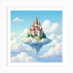 Celestial Castle On A Magical Cloud, Watercolor 1 Art Print