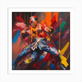 Olpntng Style Samurais Fighting One Another Bloodied And Bruised With Ground On Alightfiery Abs 818265913 Art Print