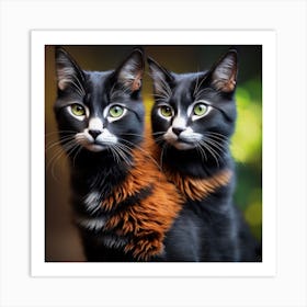 Black And Orange Cats Art Print