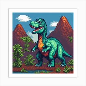 Dinosaur Pixel Art Art Print