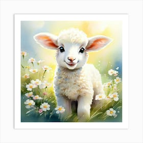 Lamb In The Field Art Print