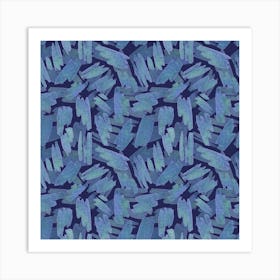 Blue Geometric Strokes Pattern Art Print