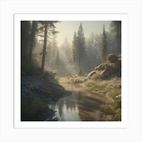 Stream In The Woods 19 Art Print